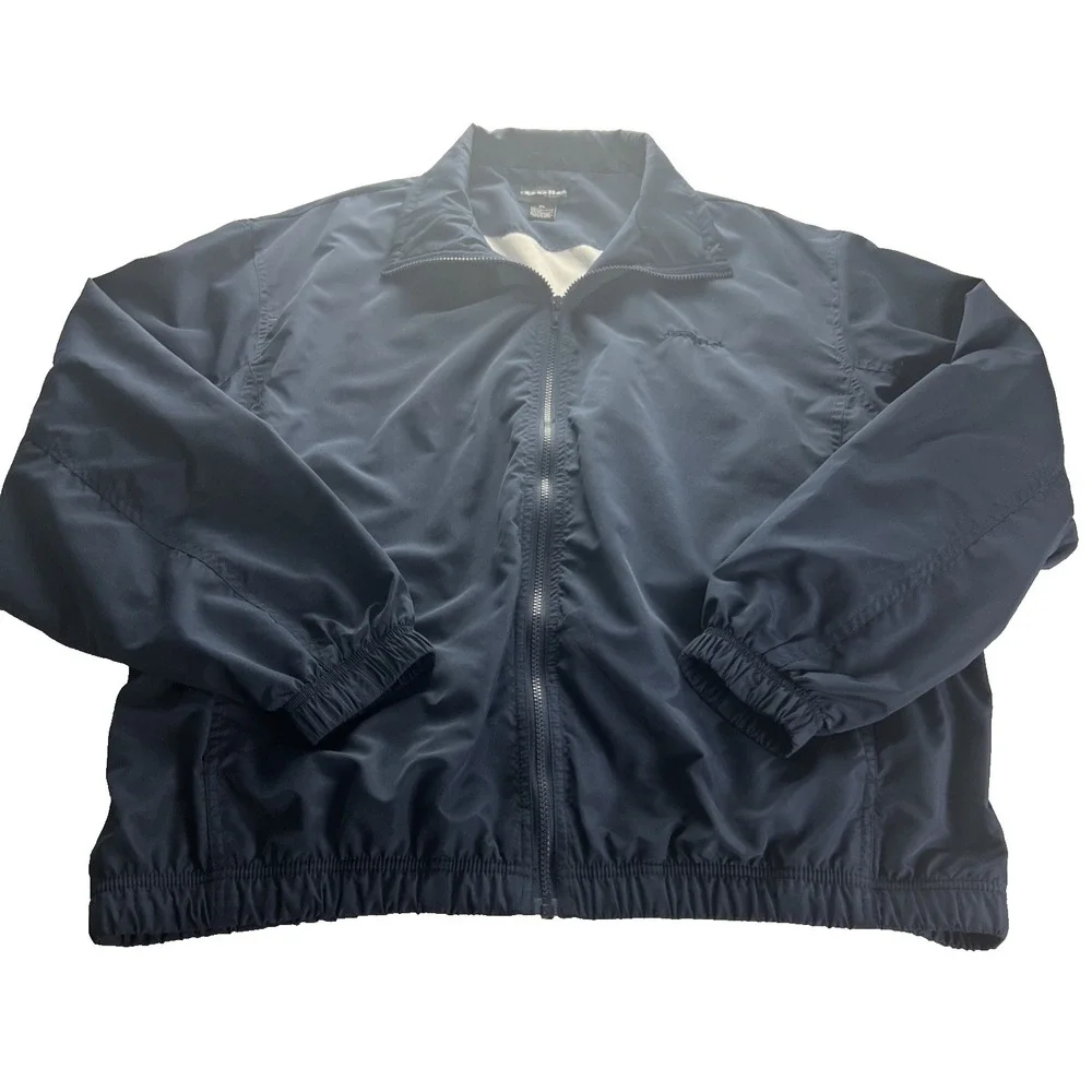 Bolle Tennis Mens Jacket Size XL Wind Breaker Full Zip Navy Blue Pockets B38